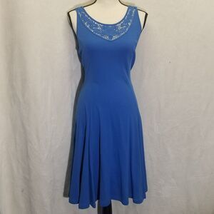 Lauren Ralph Lauren M Dress Full Skirt Jersey Knit 100% Cotton Preppy Classic